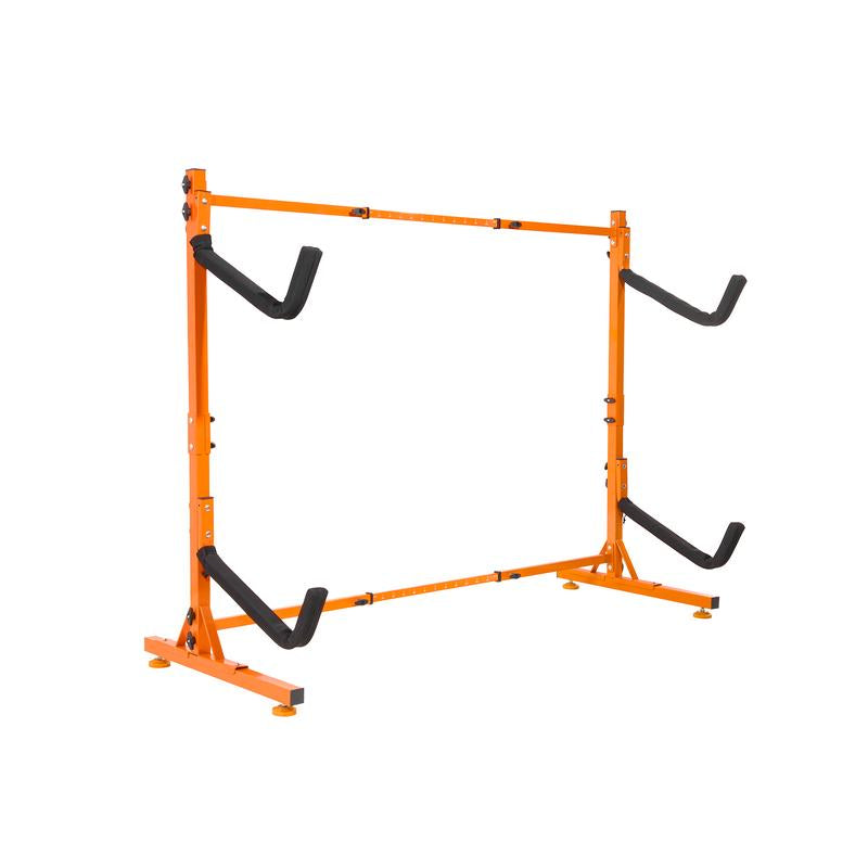 VEVOR Freestanding Kayak Storage Rack, Kayak Stand for 2 Kayak Canoe Paddleboard, Heavy-Duty Steel Kayak Hanger Holder with Padded Arms and Adjustable Width, 175LBS Max Load, for Indoor Outdoor Garage