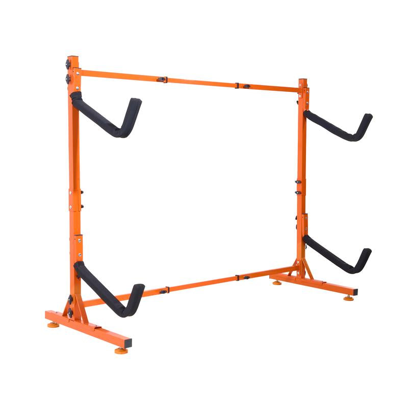 VEVOR Freestanding Kayak Storage Rack, Kayak Stand for 2 Kayak Canoe Paddleboard, Heavy-Duty Steel Kayak Hanger Holder with Padded Arms and Adjustable Width, 175LBS Max Load, for Indoor Outdoor Garage