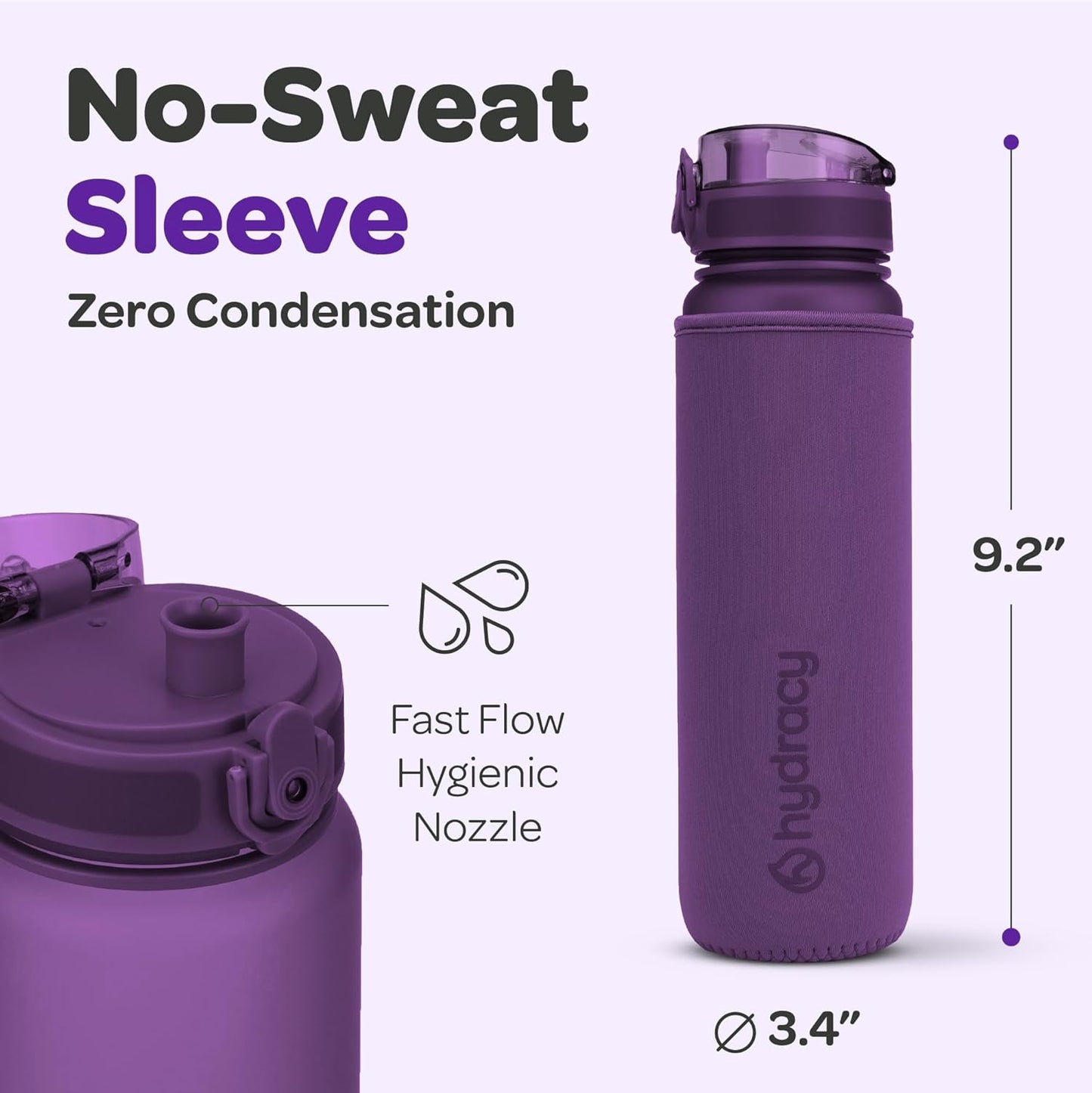 Water Bottle with Time Marker -Large BPA Free Water Bottle & No Sweat Sleeve -Leak Proof Gym Bottle with Fruit Infuser Strainer & Times to Drink -Ideal for Fitness Sports & Outdoors