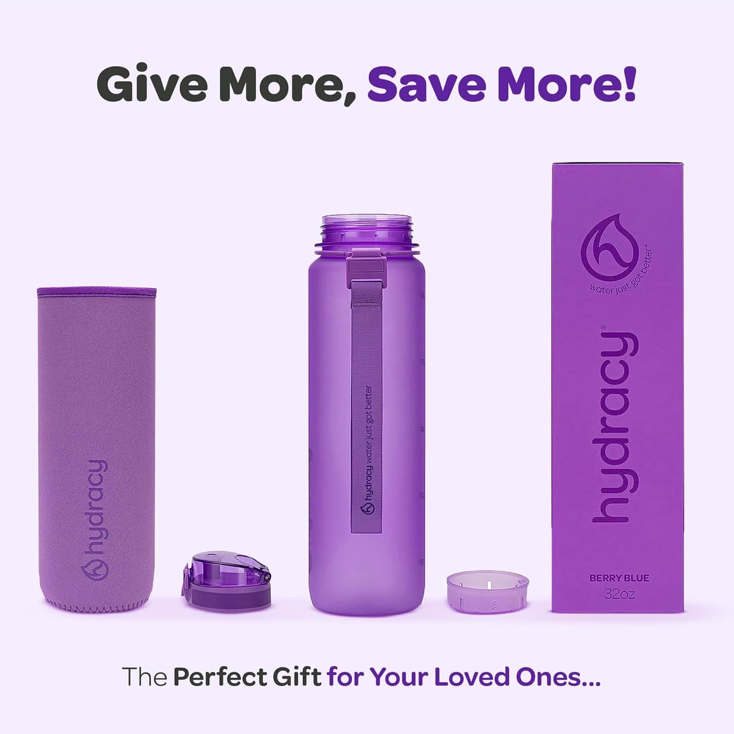 Water Bottle with Time Marker -Large BPA Free Water Bottle & No Sweat Sleeve -Leak Proof Gym Bottle with Fruit Infuser Strainer & Times to Drink -Ideal for Fitness Sports & Outdoors