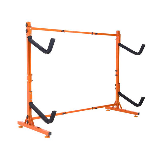 VEVOR Freestanding Kayak Storage Rack, Kayak Stand for 2 Kayak Canoe Paddleboard, Heavy-Duty Steel Kayak Hanger Holder with Padded Arms and Adjustable Width, 175LBS Max Load, for Indoor Outdoor Garage
